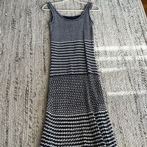 J. Crew Navy and White Patterned Maxi Dress